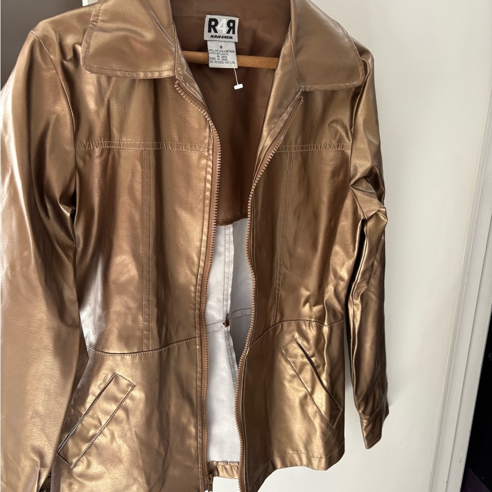 Rave 4 Real Metallic Gold Leather Jacket